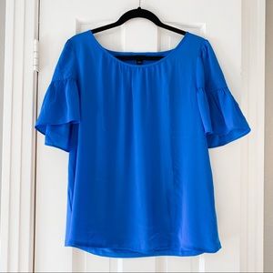 ANN TAYLOR Royal Blue Blouse with Bell Sleeves